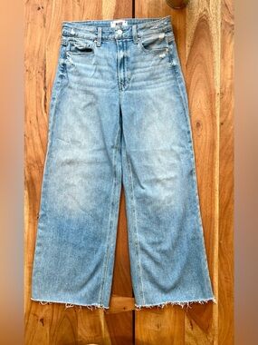 PAIGE Anessa Wide-Leg Frayed Hem Crop Jeans